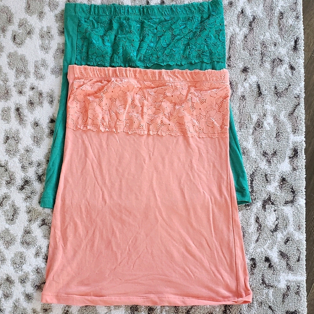 2 Strapless Lace Tops